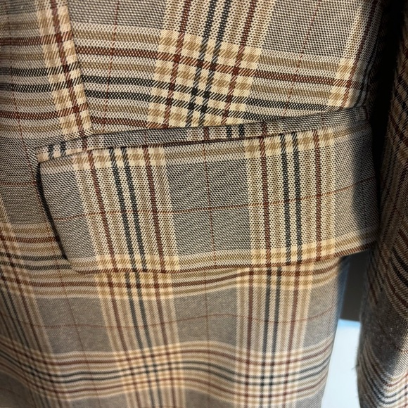 AVEC LES FILLES Sz XS Trench Coat Mixed Plaid Patternn Double Breasted Lined - Picture 8 of 14